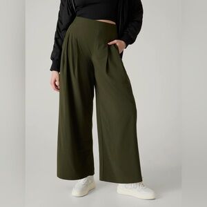 Athleta Brooklyn Heights Wide Leg Pant Olive Green